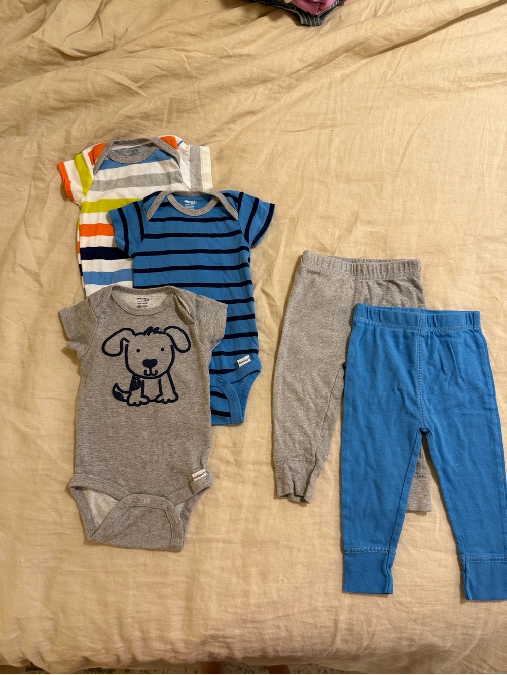 Baby Boys' Gray & Blue Short-Sleeve One-Piece Bodysuits (3 Pack)